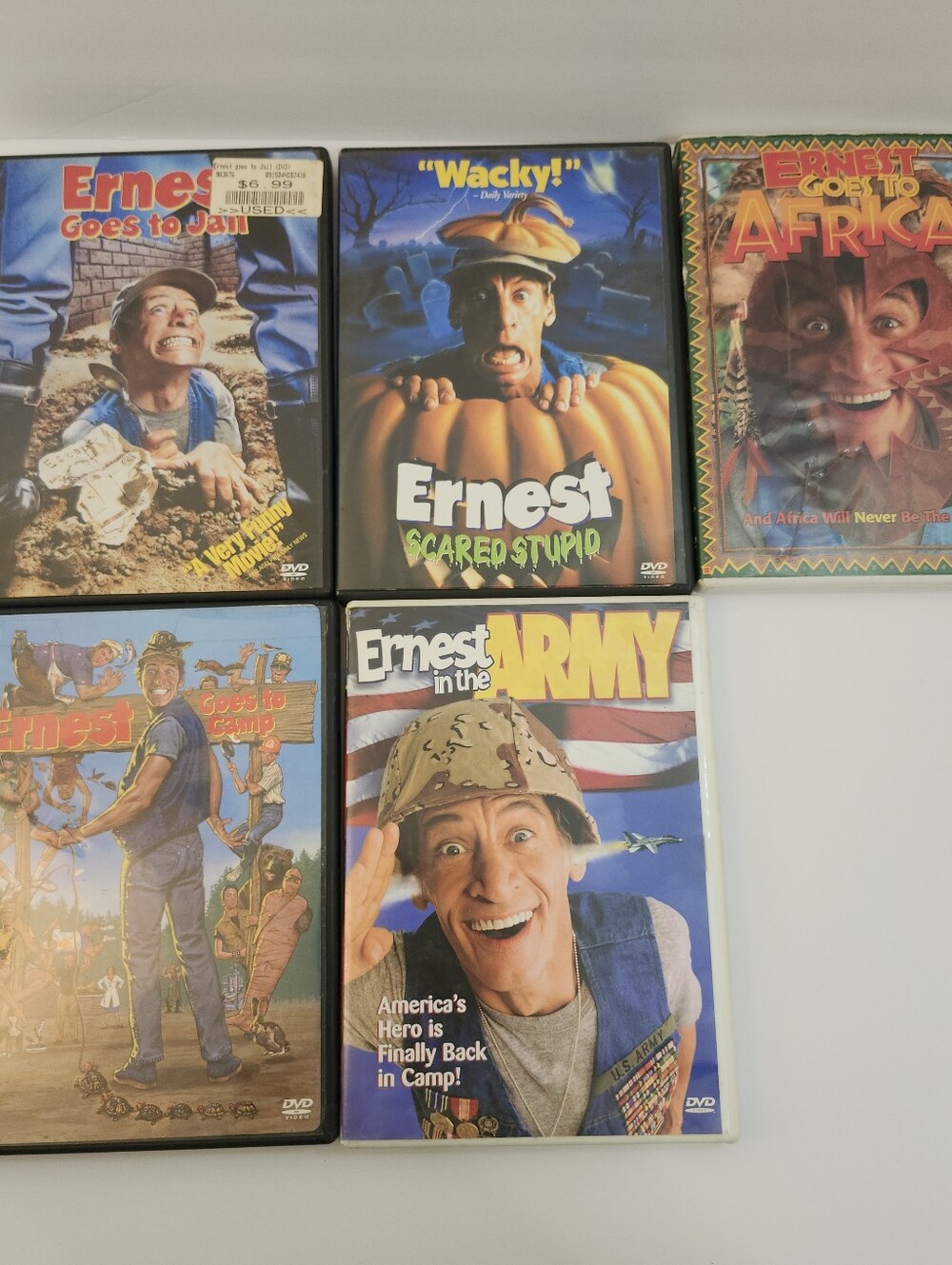 ERNEST GOES TO: Lot of 5 DVDs ARMY, STUPID,  AFRICA, CAMP, JAIL 1997 Jim Varney